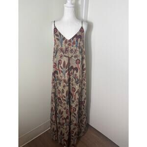 Otto'Ame Tan and Orange Floral Maxi Sz 8
